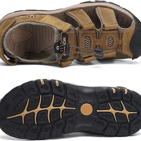 FLARUT Men's US 9 Brown Sport Outdoor Hiking/Sporting Sandal Closed Toe Lightwei - Picture 5 of 9